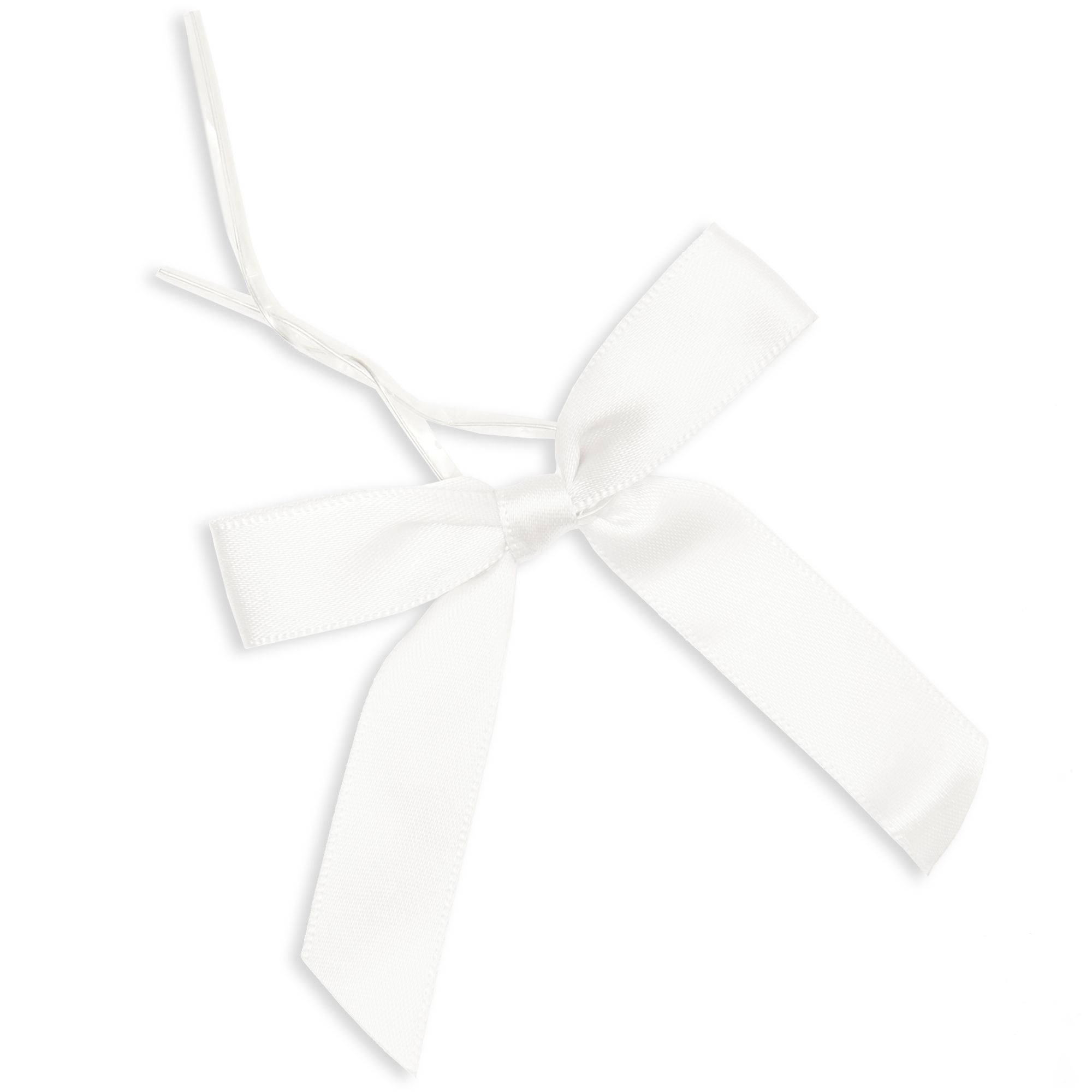 100-Pack Twist Tie Bows for Crafts, Pre-Tied Satin Ribbon for Gift Wrap  Bags, Party Favors, Baked Goods, Cookies, Mini Bowties for Hair Decorations  (2.5x3 in, White)